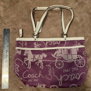 Coach lavender & white handbag